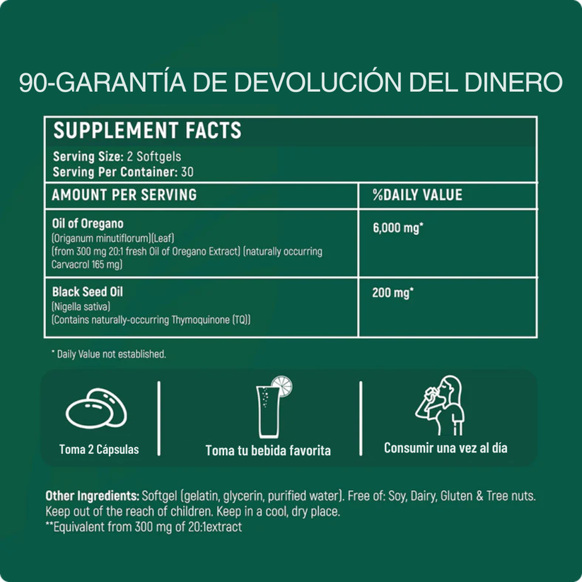 Aceite de orégano con aceite de semilla negra